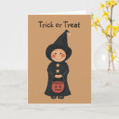 Little Witch Halloween Kaart (Gele Bloem)