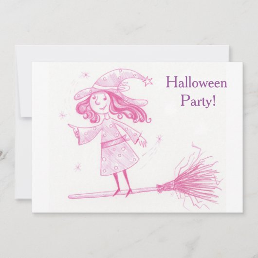 Little WITCH Halloween Party Invite Kaart (Voorkant)