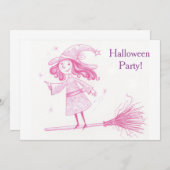 Little WITCH Halloween Party Invite Kaart (Voorkant / Achterkant)
