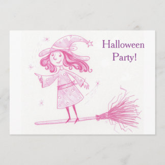 Little WITCH Halloween Party Invite Kaart