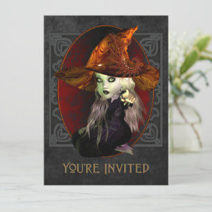 Little Witch Halloween Party X-Large Invitation Kaart
