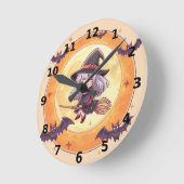 Little Witch Halloween Wall Clock Ronde Klok (Hoek)