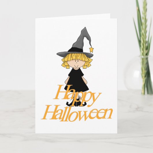 Little Witch Happy Halloween Kaart (Voorkant)
