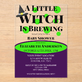 Little Witch is Brewing Halloween Baby Shower Acryl Uitnodigingen