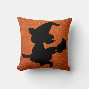 Little Witch Oranje Faux Glitter Square Kussen