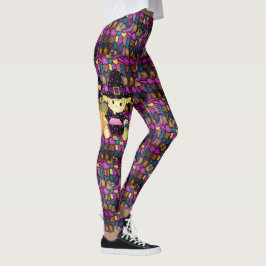 Little Witch Patchwork Halloween Party Leggings