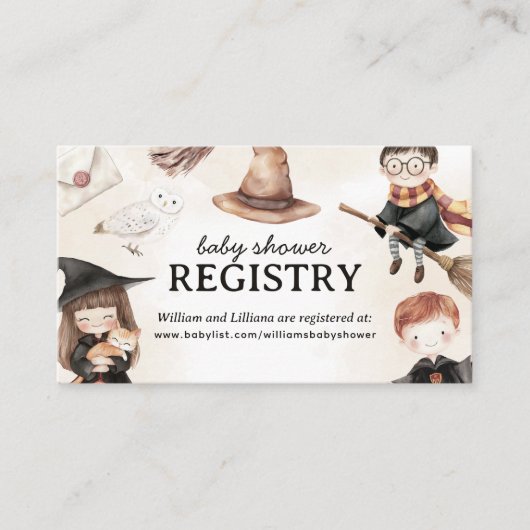 Little Wizard Baby shower Registry Enclosure Kaart (Voorkant)