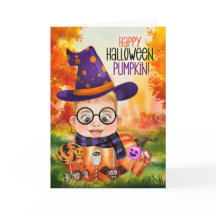 Little Wizard Boy in a Pumpkin Halloween