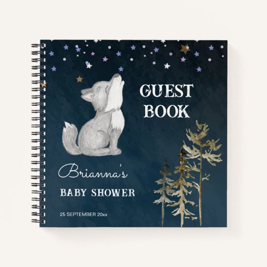 Little wolf thema baby shower gastenboek notitieboek (Voorkant)