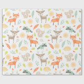 Little Woodland Animals op White Background Cadeaupapier (Vlak)