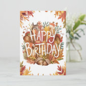 Little Woodland Autumn Herfst Happy Birthday Kaart (Staand voorkant)