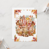 Little Woodland Autumn Herfst Happy Birthday Kaart (Voorkant / Achterkant in situ)