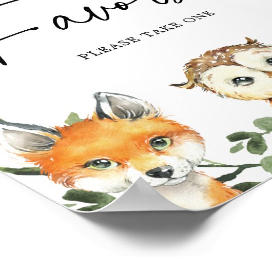 Little Woodland Baby shower Favors Sign Poster (Hoek)