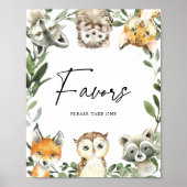 Little Woodland Baby shower Favors Sign Poster (Voorkant)