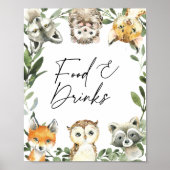 Little Woodland Baby shower Food and Drink Sign Poster (Voorkant)