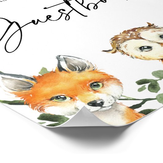 Little Woodland Baby shower Guestbook Poster (Hoek)