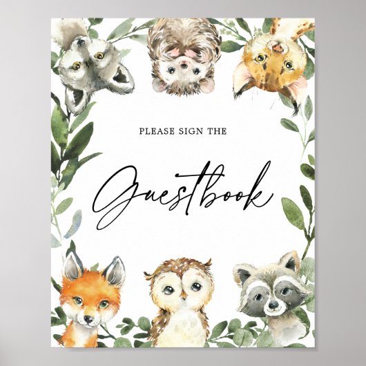 Little Woodland Baby shower Guestbook Poster (Voorkant)