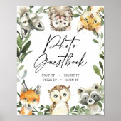 Little Woodland Baby shower Photo Guestbook Sign Poster (Voorkant)