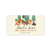 Little Woodland Friends Baby shower Adresetiketten Etiket (Voorkant)