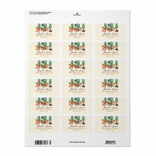 Little Woodland Friends Baby shower Adresetiketten Etiket (Full Sheet)