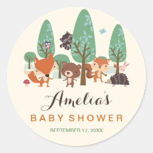 Little Woodland Friends Baby shower Stickers