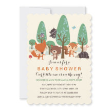 Little Woodland Friends Baby shower Uitnodiging