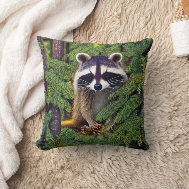 Little Woodland Wilderness Raccoon Kussen (Deken)