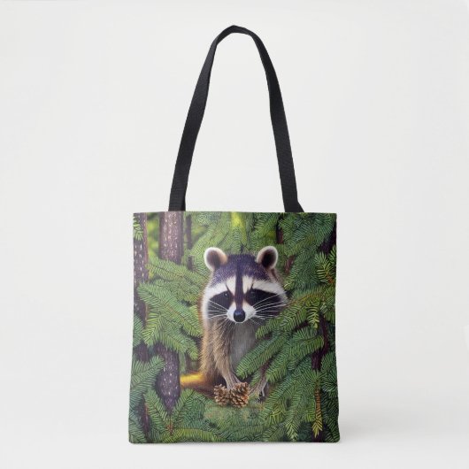 Little Woodland Wilderness Raccoon Tote Bag (Voorkant)