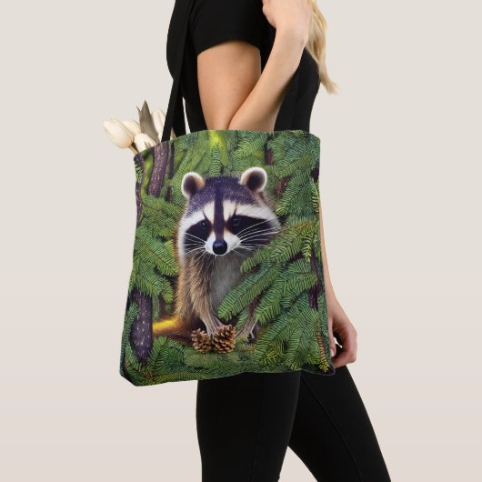 Little Woodland Wilderness Raccoon Tote Bag (Dichtbij)