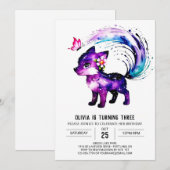 Little Woodland Wolf Digitaal Meisje Verjaardag Kaart (Voorkant / Achterkant)