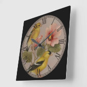 Little Yellow Birds Fine Art Roman Numorial Vierkante Klok (Hoek)