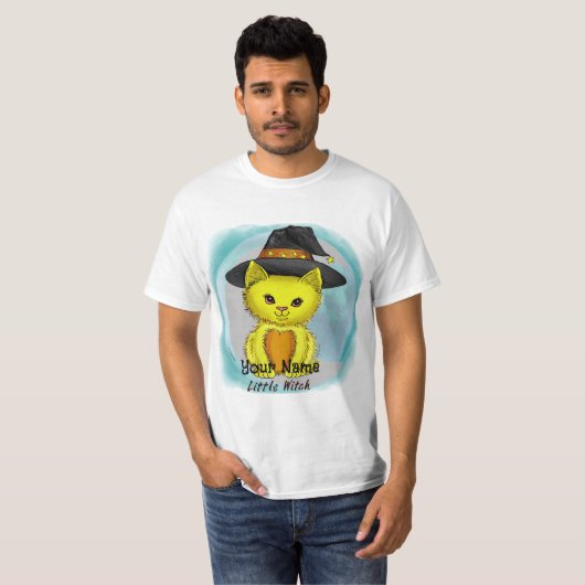 Little Yellow Cat Witch aangepaste T-shirts (Voorkant volledig)