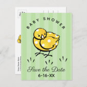 Little Yellow Chick Baby shower Save the Date Aankondigingskaart (Voorkant / Achterkant)