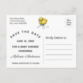 Little Yellow Chick Baby shower Save the Date Aankondigingskaart (Achterkant)