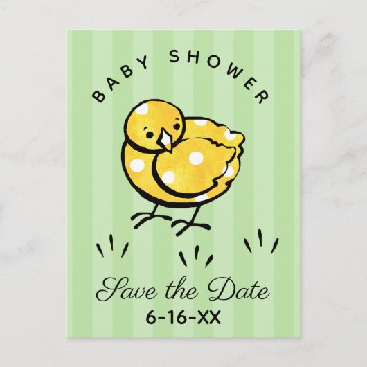 Little Yellow Chick Baby shower Save the Date Aankondigingskaart (Voorkant)