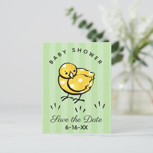 Little Yellow Chick Baby shower Save the Date Aankondigingskaart (Staand voorkant)