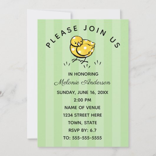 Little Yellow Chick Baby shower uitnodiging (Achterkant)