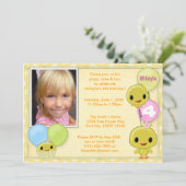 Little Yellow Chick Birthday Invitation Kaart (Staand voorkant)