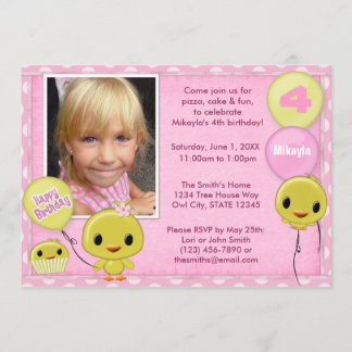 Little Yellow Chick Birthday Invitation roink Kaart