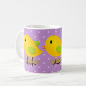 Little Yellow Chick Paars Polka Dots Koffiemok (Voorkant links)