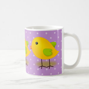 Little Yellow Chick Paars Polka Dots Koffiemok
