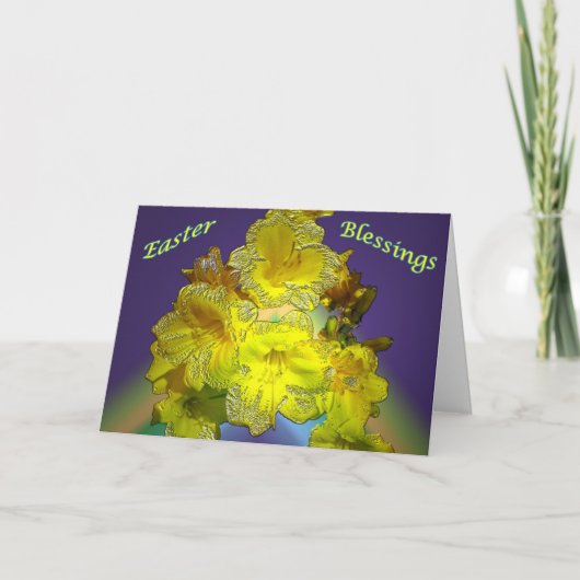 Little Yellow Lillies Easter Blessings Kaart (Voorkant)