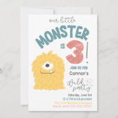 Little Yellow Monster 3e verjaardag uitnodiging (Voorkant)