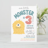 Little Yellow Monster 3e verjaardag uitnodiging (Staand voorkant)