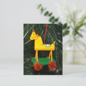Little Yellow Rocking Horse Ornament Briefkaart (Staand voorkant)