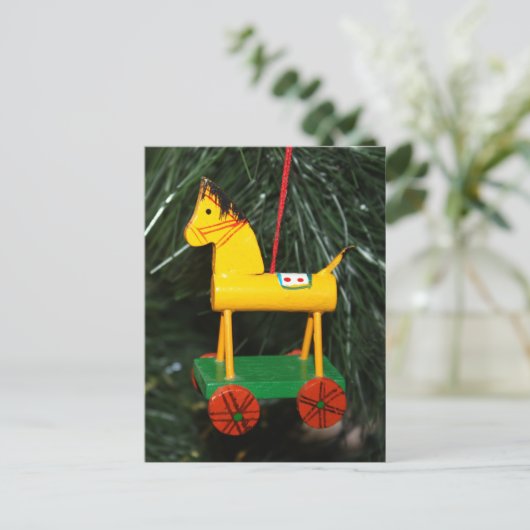 Little Yellow Rocking Horse Ornament Briefkaart (Staand voorkant)