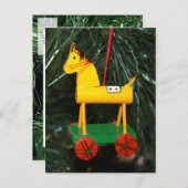 Little Yellow Rocking Horse Ornament Briefkaart (Voorkant / Achterkant)