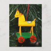 Little Yellow Rocking Horse Ornament Briefkaart (Voorkant)