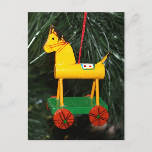 Little Yellow Rocking Horse Ornament Briefkaart (Voorkant)