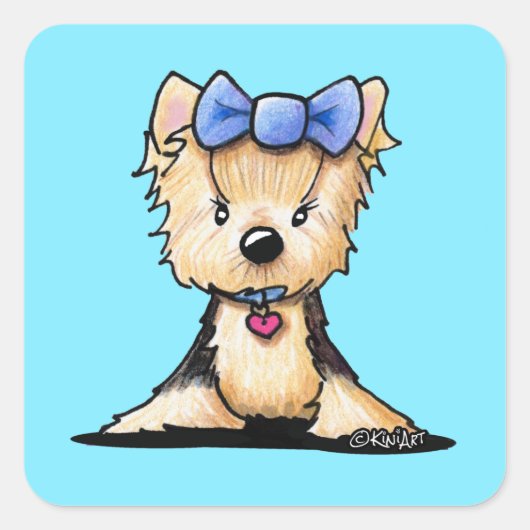 Little Yorkie Boo Vierkante Sticker (Voorkant)